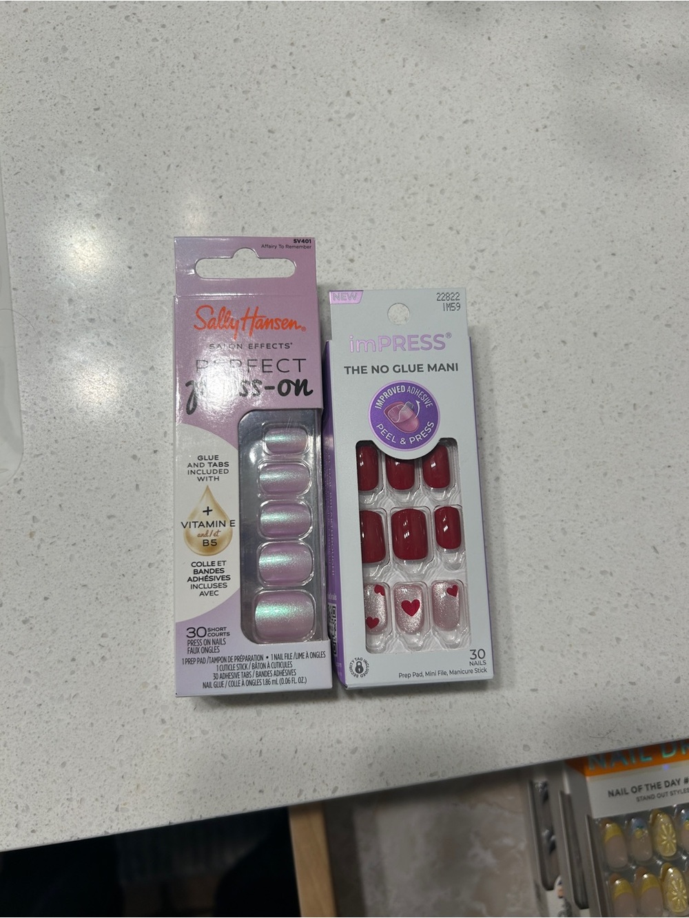 Sally Hansen & imPRESS Pink Pearl and Red Heart Press-On Nail Set